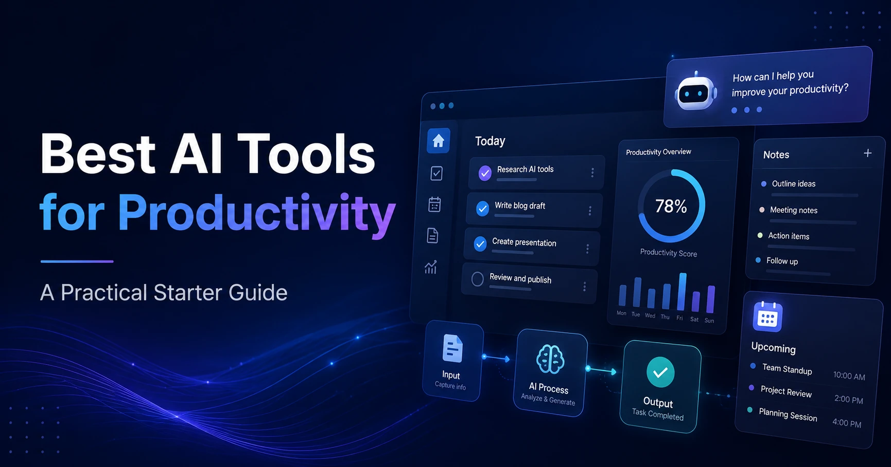 Best AI tools for productivity dashboard with AI workflow, notes, tasks, and analytics