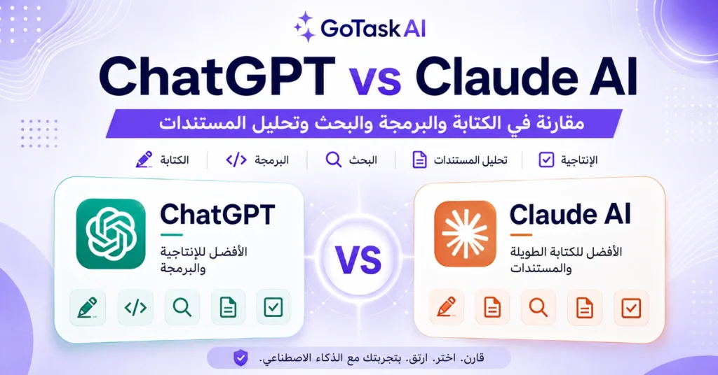 مقارنة ChatGPT وClaude AI في الكتابة والبرمجة والبحث وتحليل المستندات والإنتاجية