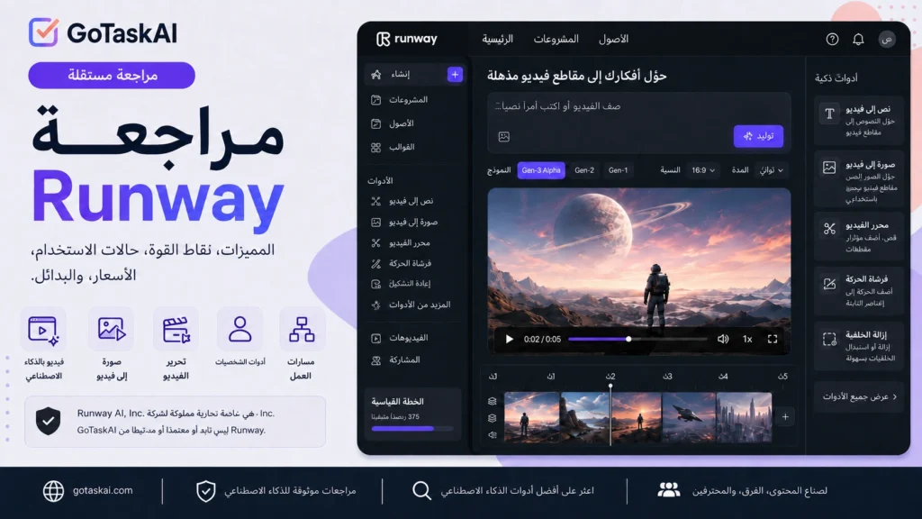 واجهة Runway العربية لإنشاء الفيديو وتحريره بالذكاء الاصطناعي
