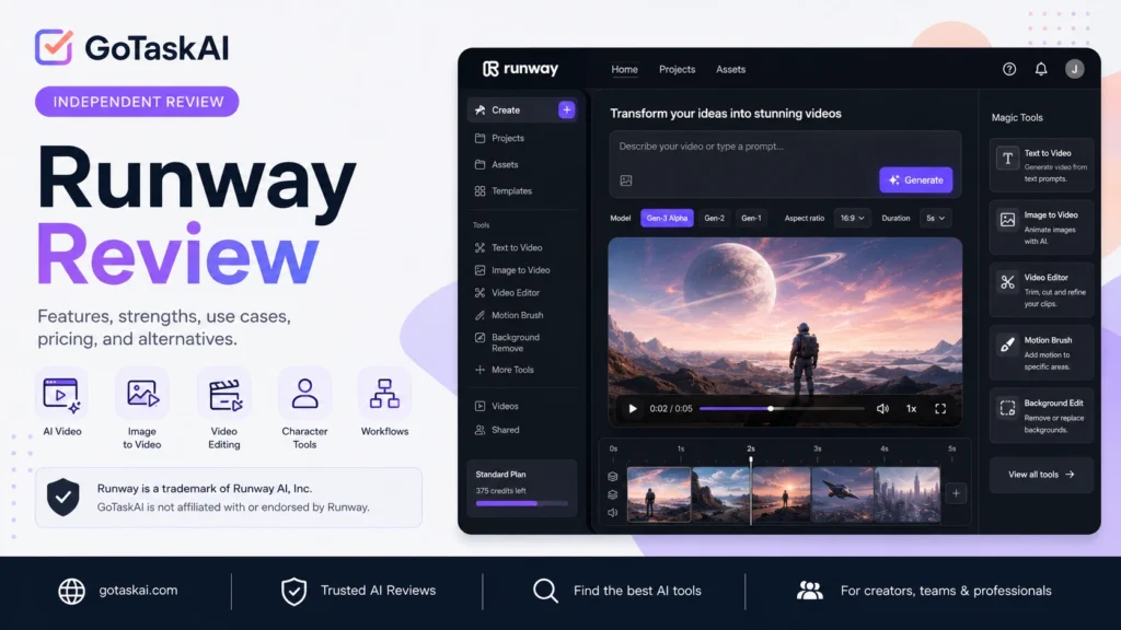 Runway AI video generation and editing interface